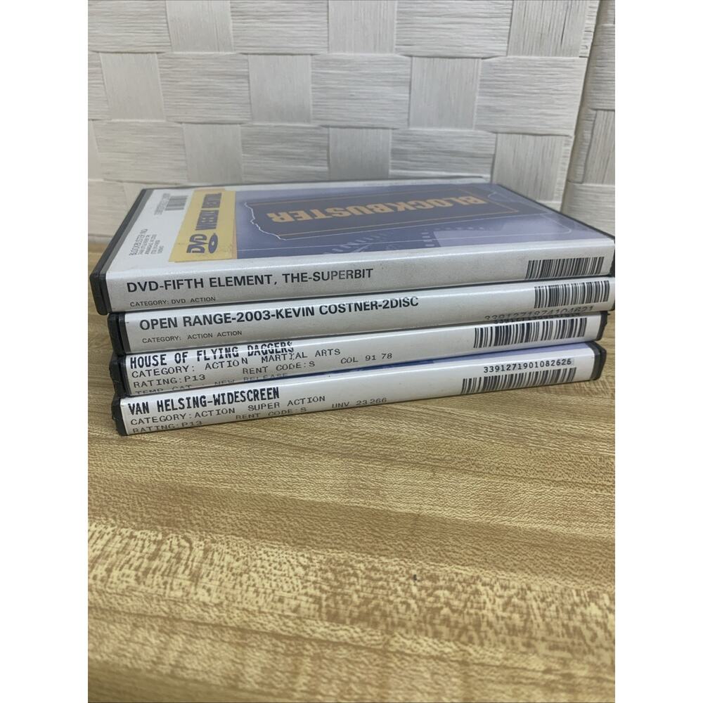 4 Blockbuster Video Rental DVD Cases w/Van Helsing Open Range 5th Element…